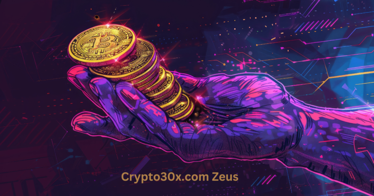 Crypto30x.com Zeus trading platform on a laptop screen